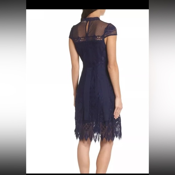 NWT Anthropologie Foxiedox Bravo Zulu Lace Fit & Flare Dress S m 4 Blue - Picture 3 of 4